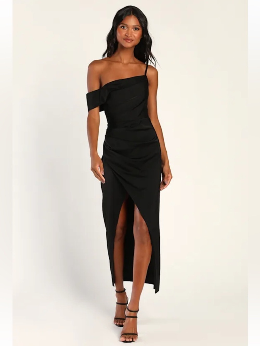 Lulus‎ Showing Off a Little Black Asymmetrical Tulip Midi Dress Size XXL New!